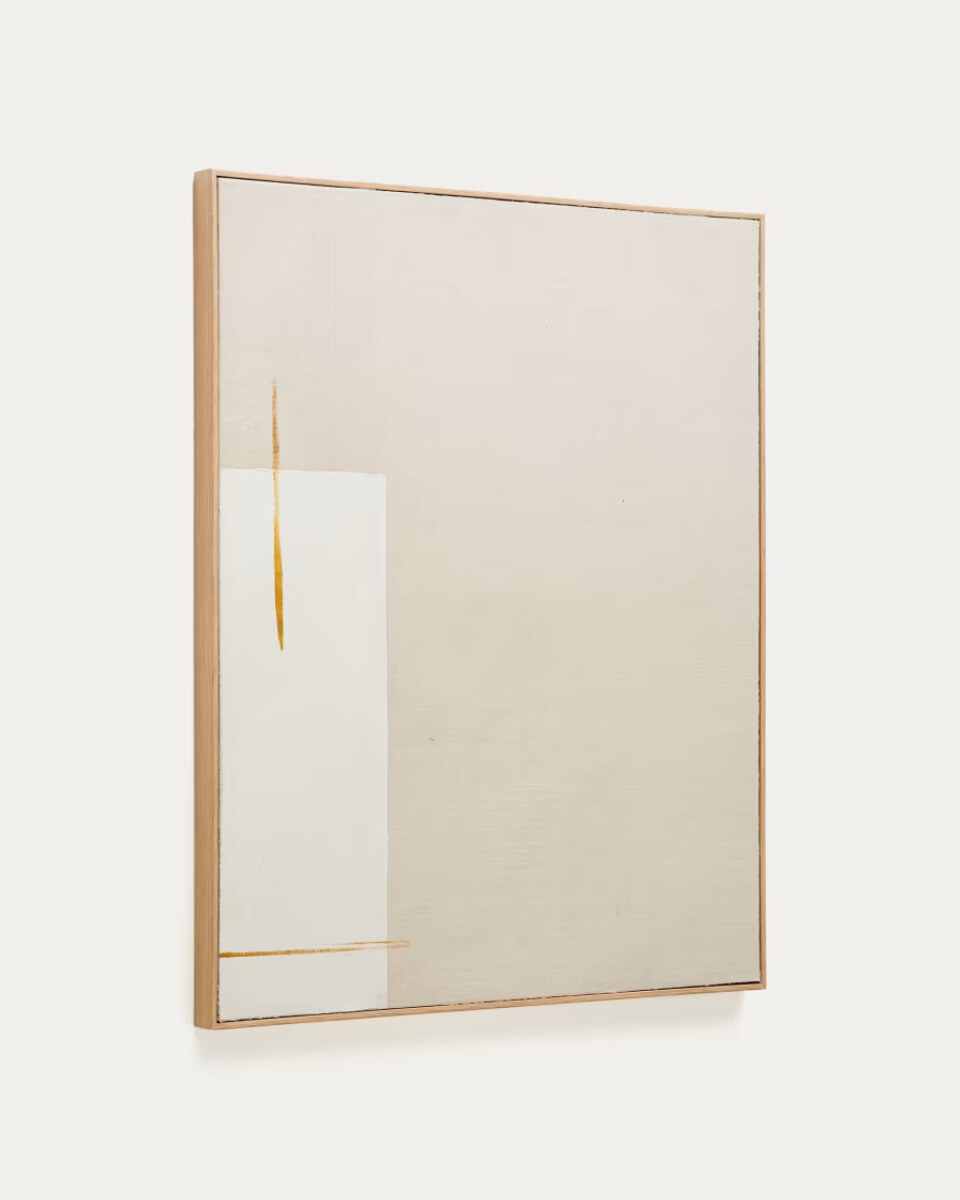 Salin abstract painting with a vertical beige linen stripe 80 x 100 cm