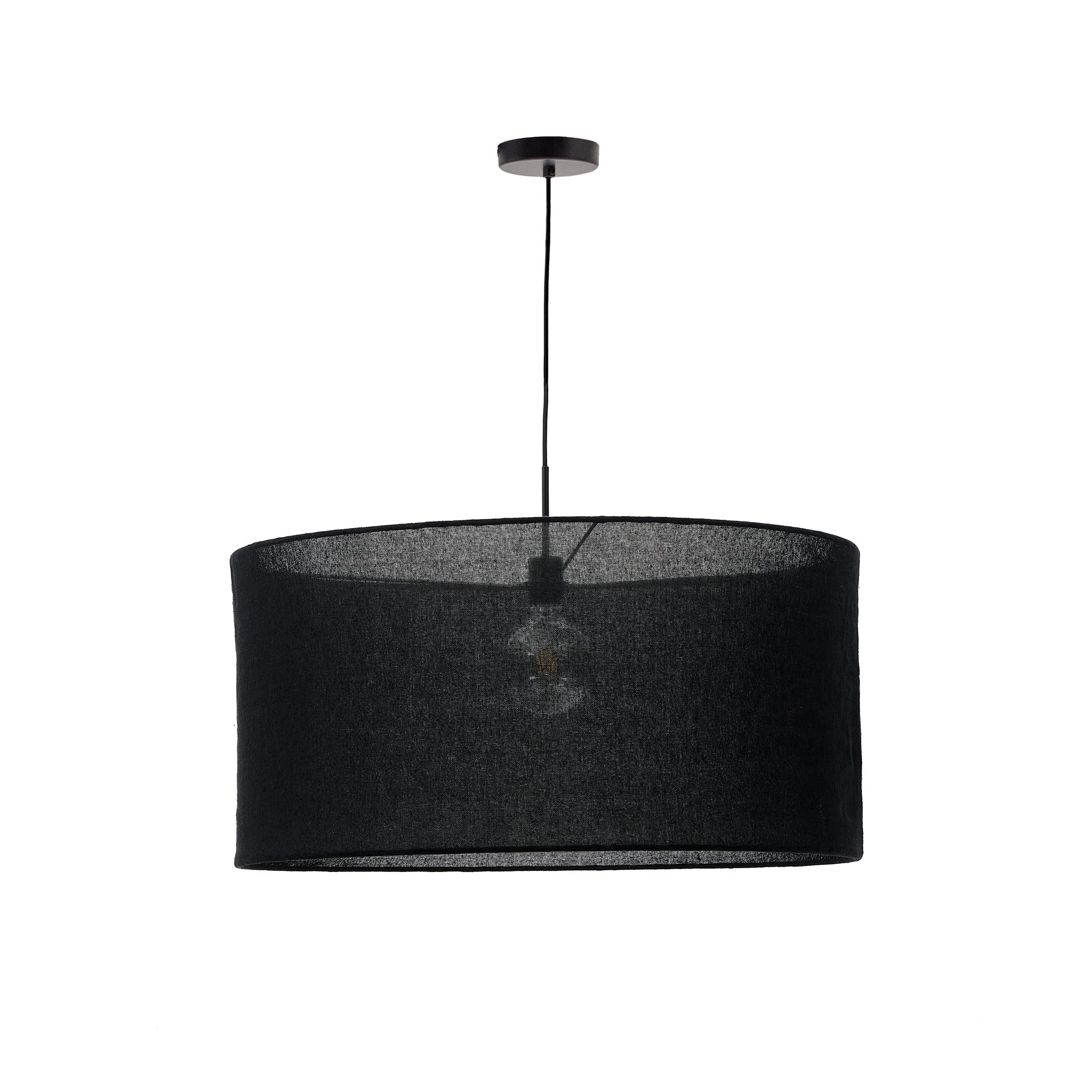 Mariela linen ceiling lamp shade in a black finish  80 x 40 cm