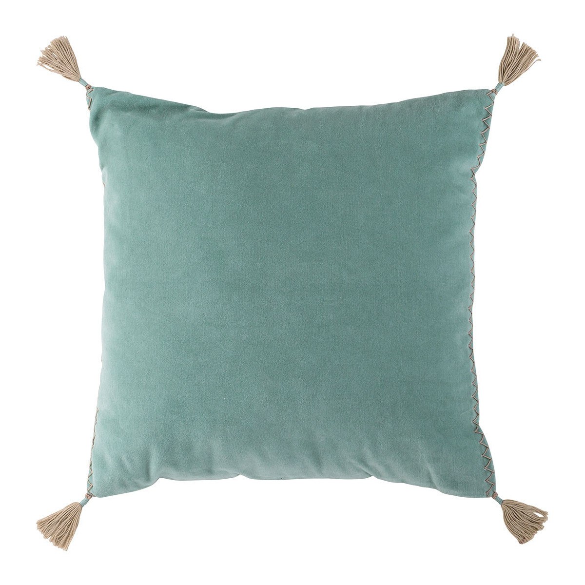 MATTEO cushion cover aqua blue cotton velvet 50x50
