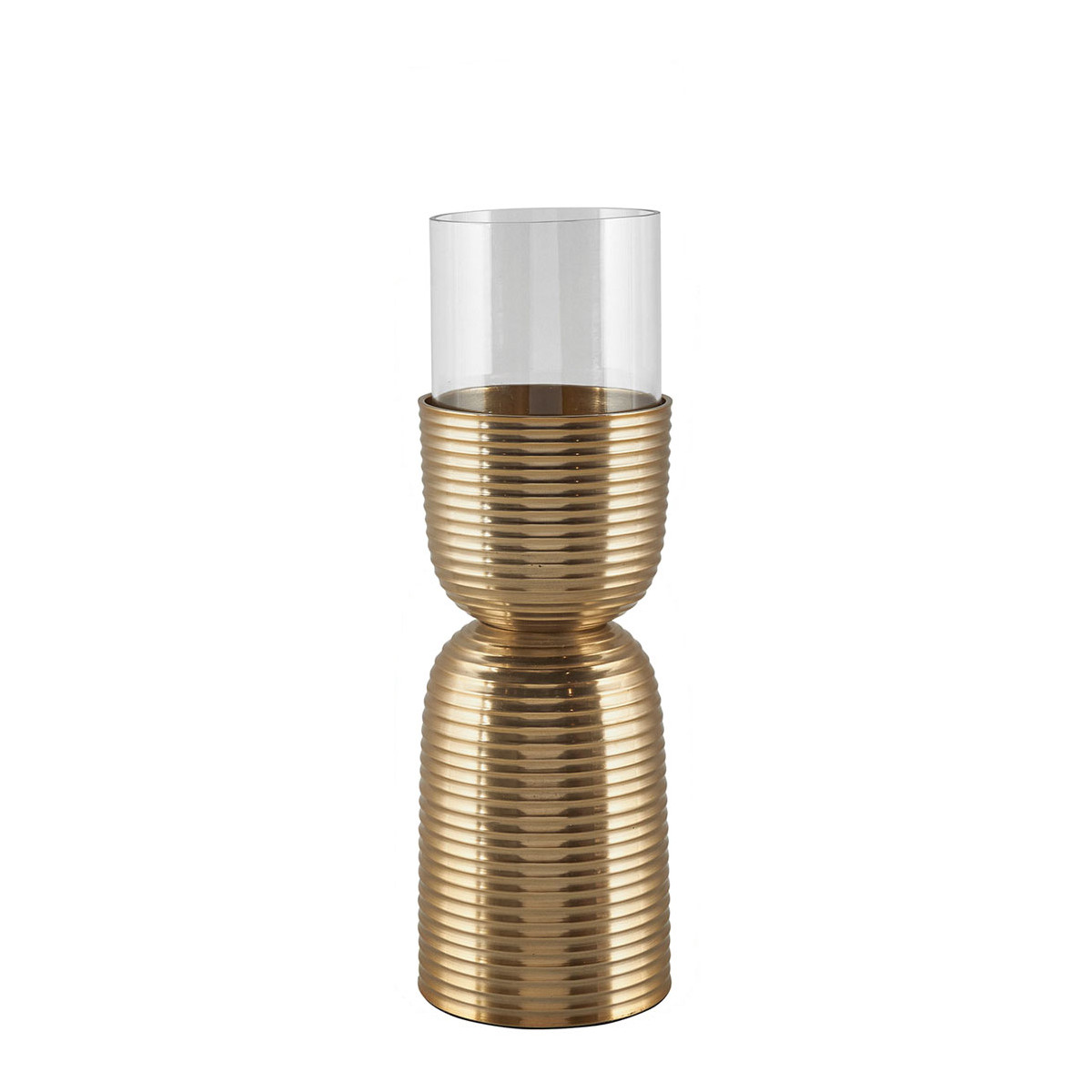COMETE TPM Striped Gold Metal Candle Holder dia 11x34