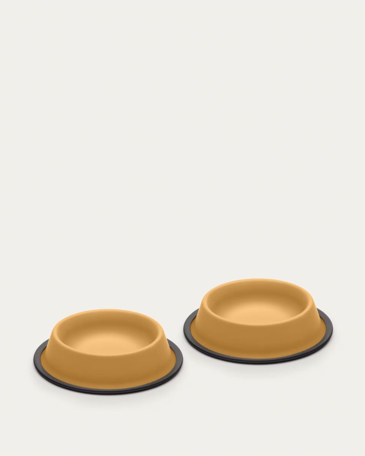 Dalitso set of 2 large food and water bowls for pets in mustard anti-rust steel Ã 25 cm