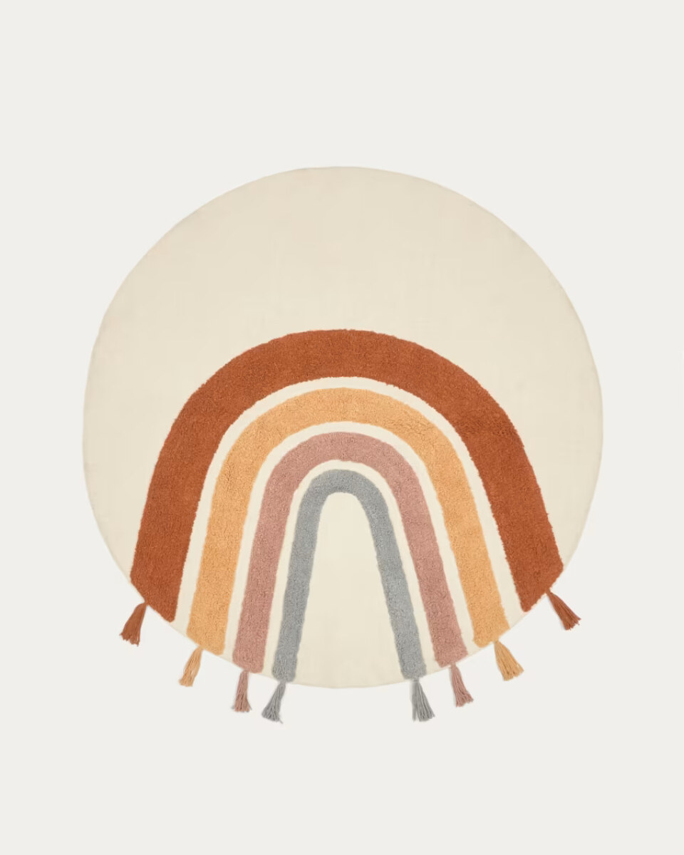 Tadea round rug. 100% cotton with a multicolour rainbow. 100 cm