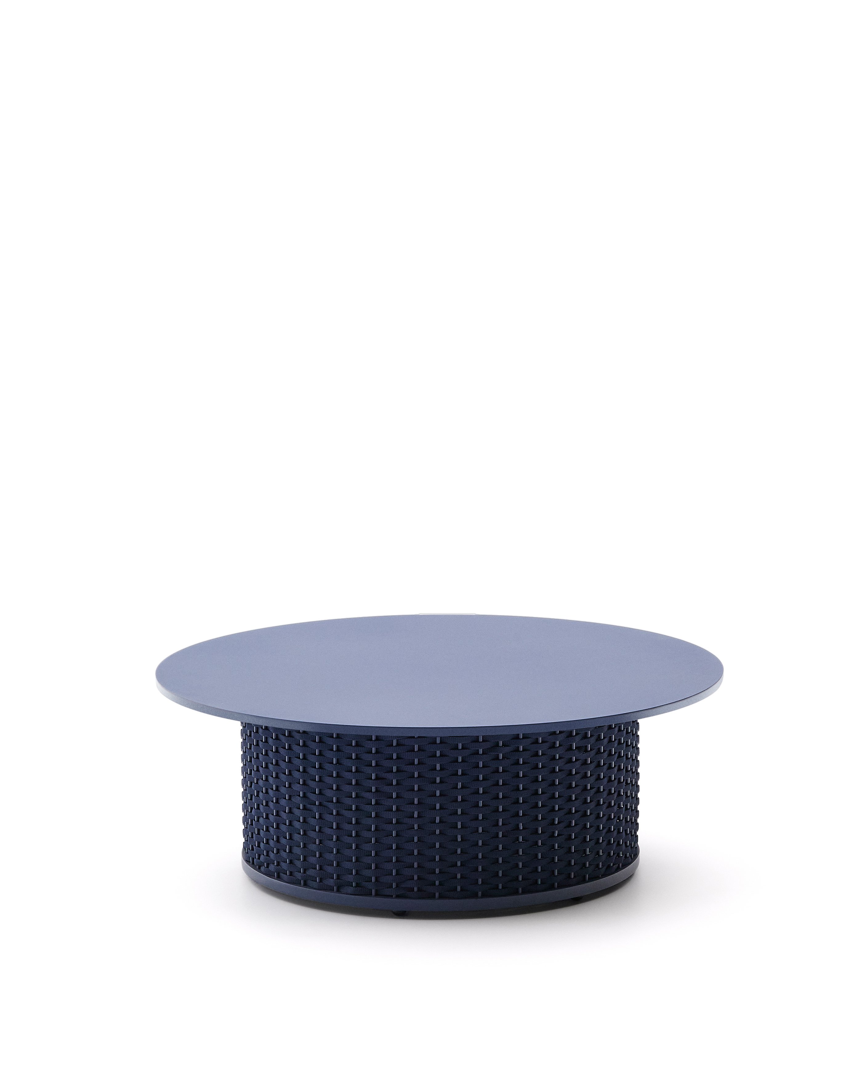 Sedalis outdoor coffee table in aluminium with blue rope cord 99 cm