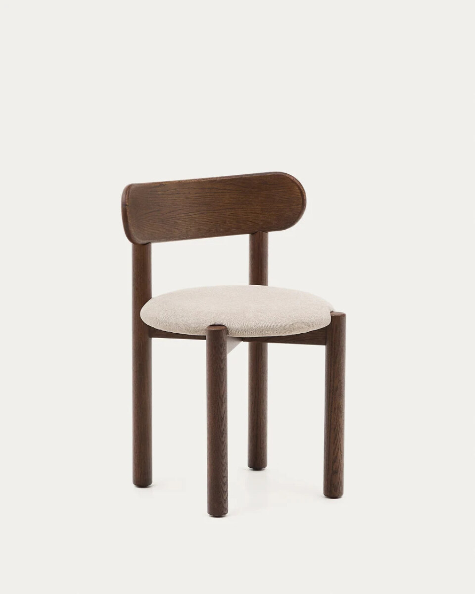 Nebai chair in brown chenille fabric and FSC MIX Credit walnut finish oak wood frame