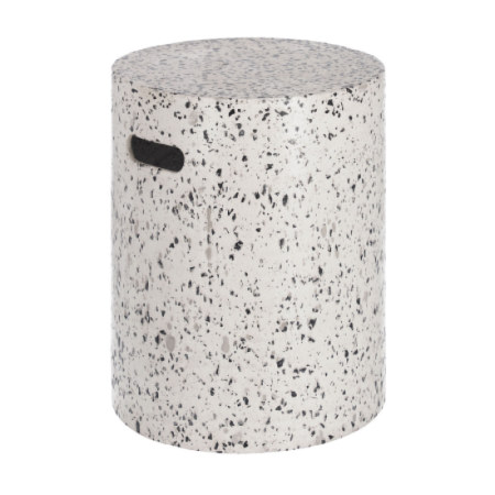 Jenell outdoor terrazzo footrest in white.  35 cm