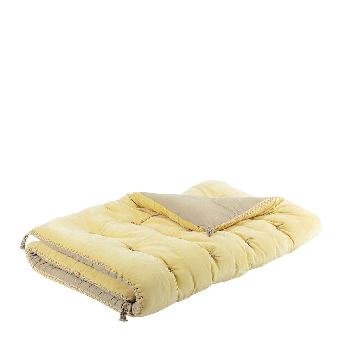 Futon MATTEO pastel yellow velveteen 80x180