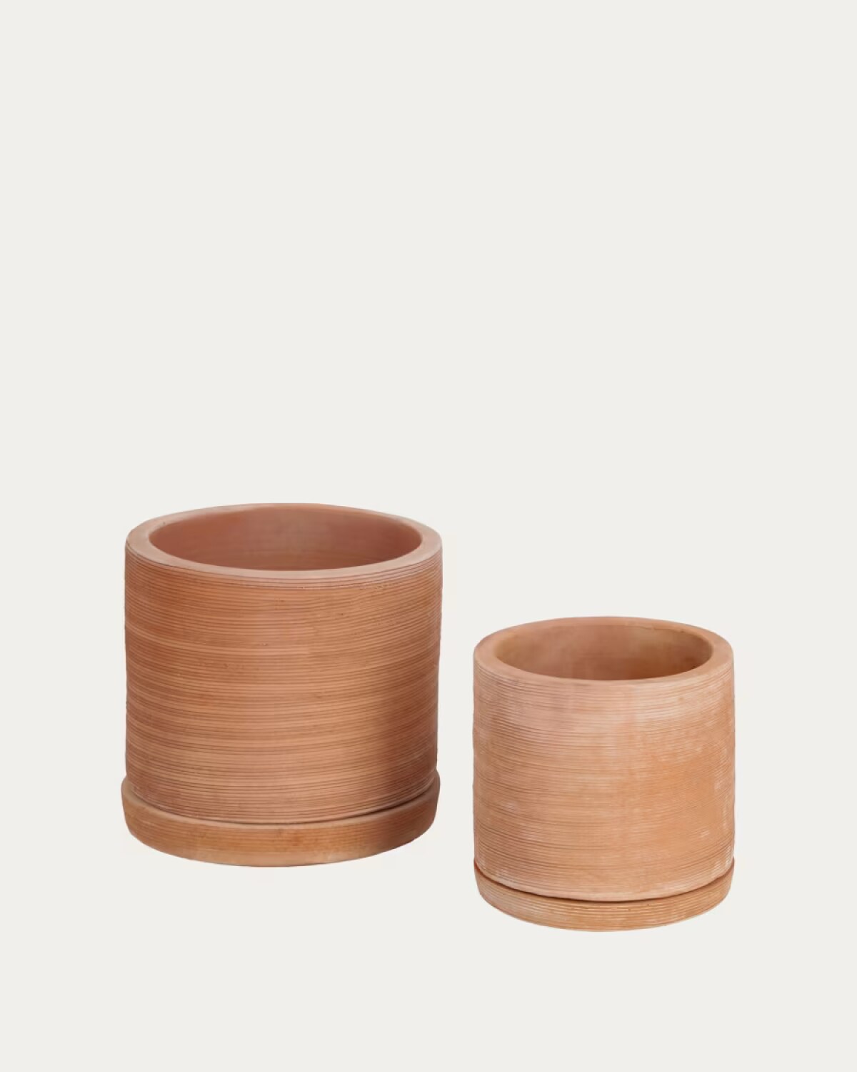 Karlina set of 2 terracotta plant pots with dishes Ã 33 cm / Ã 24 cm