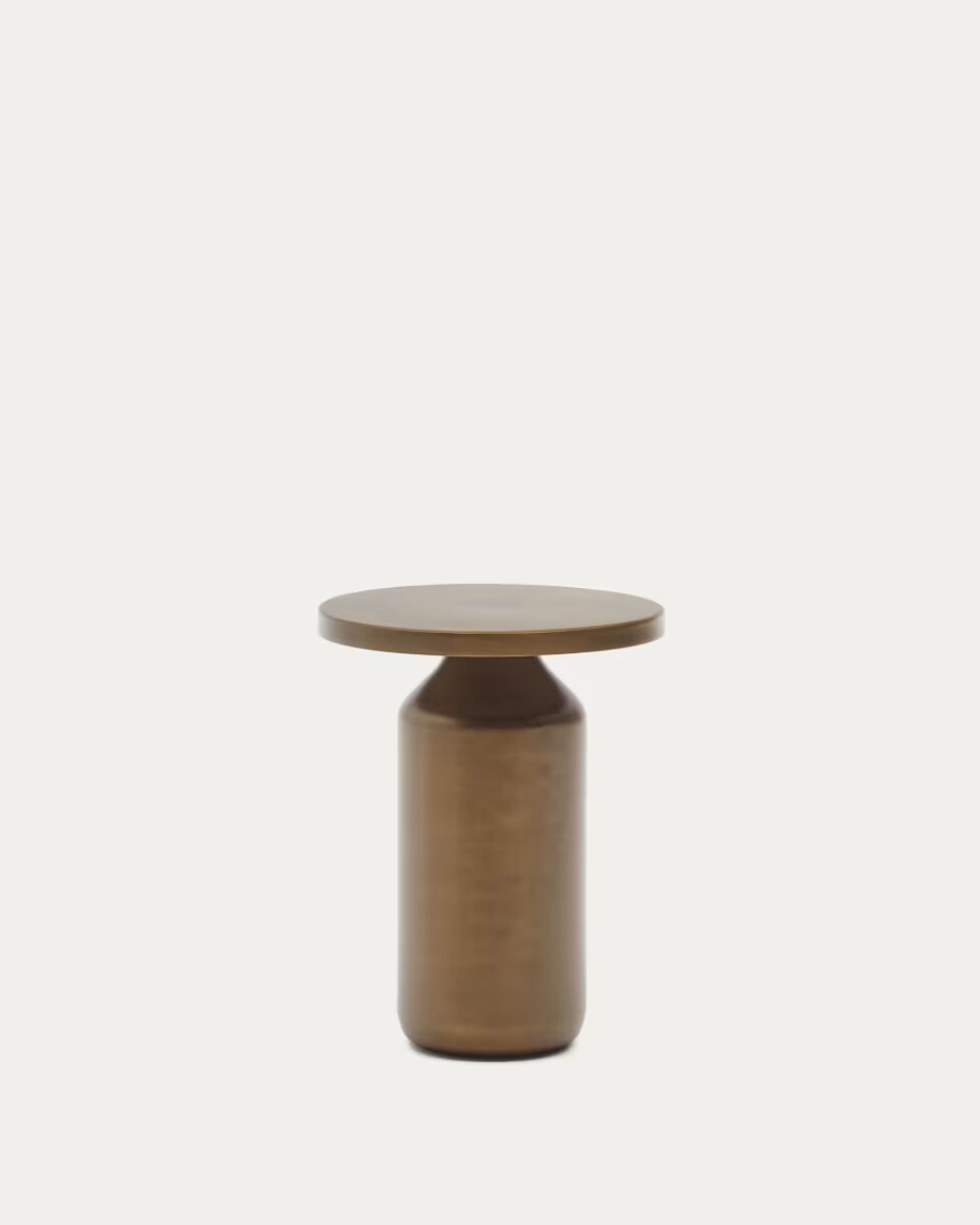 Malya metal round side table in brushed copper.  40.5 cm