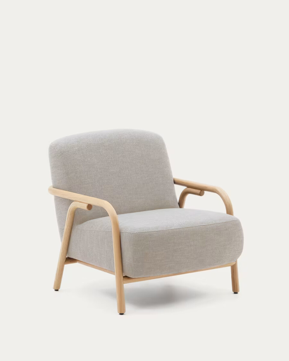 Sylo beige armchair made from solid ash wood. FSC 100%
