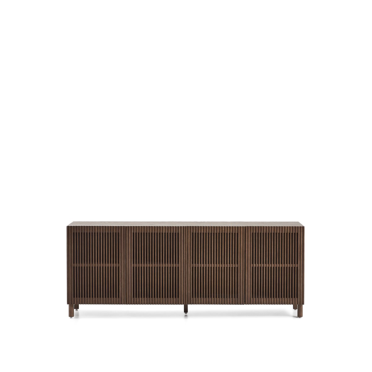 Beyla sideboard with 4 doors in ash veneer and solid ash wood with walnut-tone finish 180 x 71.5 cm FSC 100%