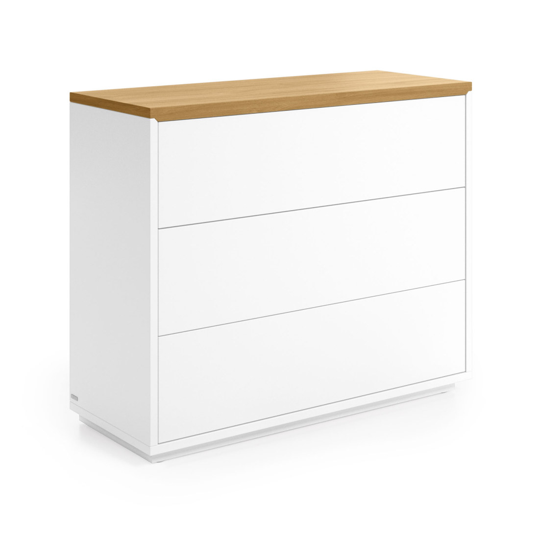 Abilen 3-drawer oak veneer and white lacquer chest of drawers 90 x 75 cm FSC 100%