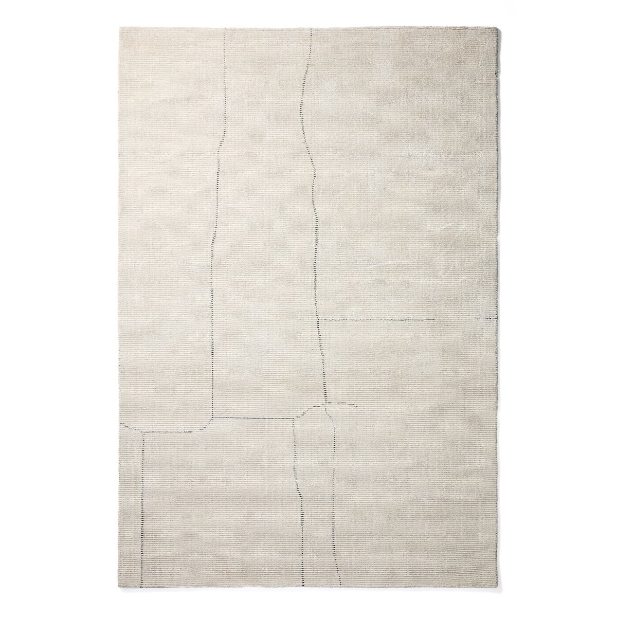 Lisdan ecru synthetic fibre rug with green graphic detail 200 x 300cm