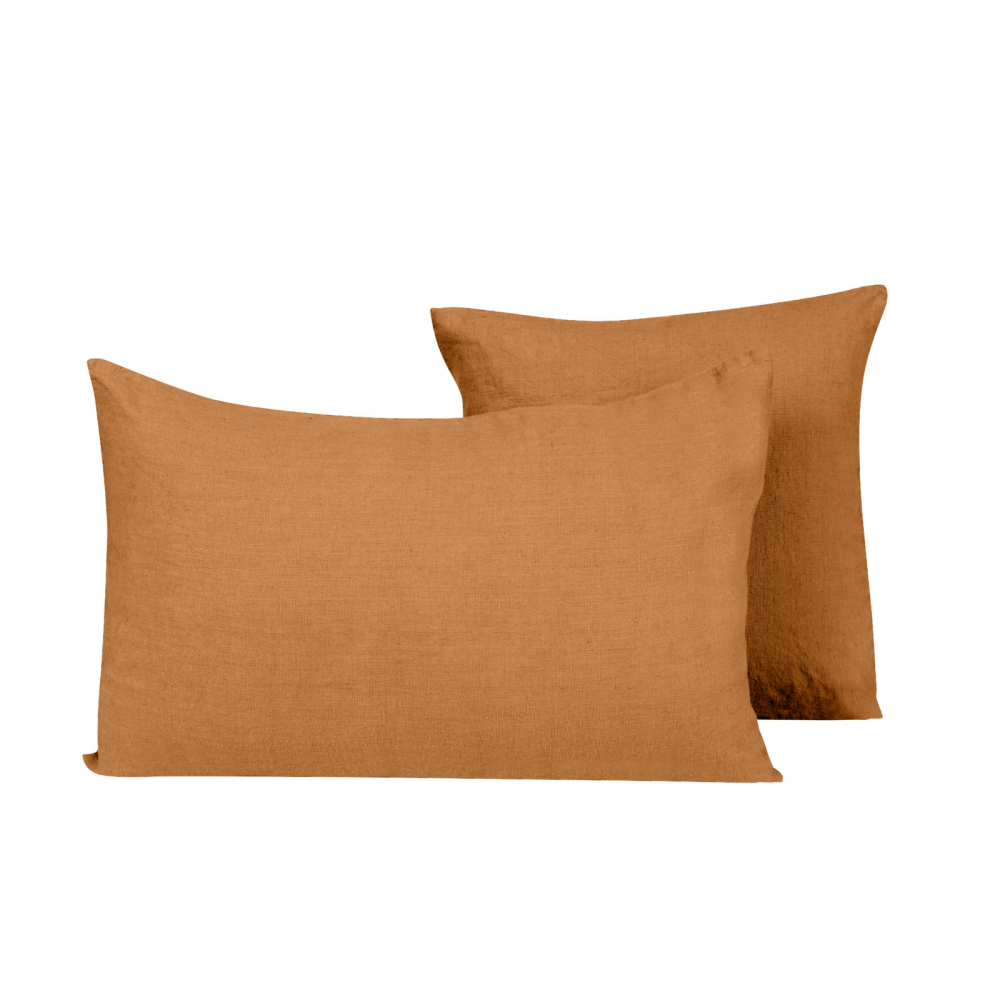 HOUSSE DE COUSSIN PORTICCIO LIN CARAMEL 40X60