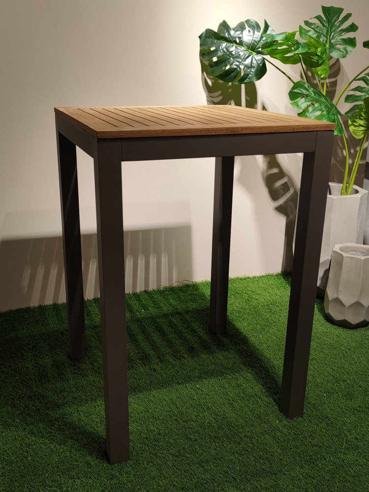 WA4040P BAR COUNTER GREY ALUMINIUM TEAK WOOD 66CM