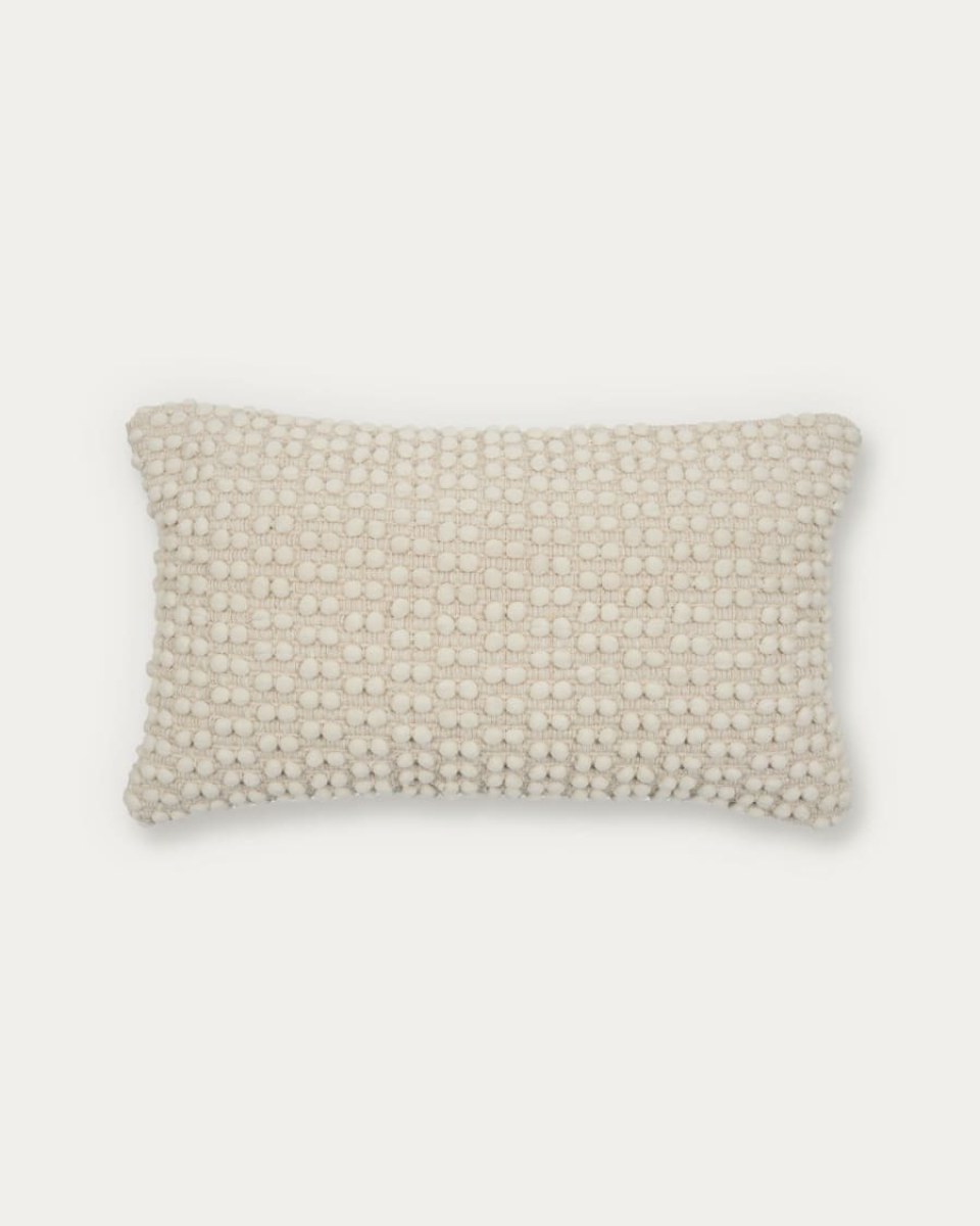 Mascarell cushion cover in white cotton and polyester. 30 x 50 cm