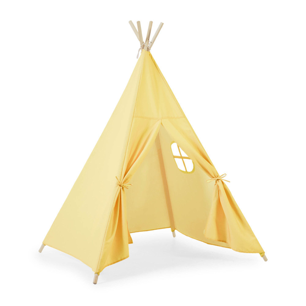Darlyn tipi in 100% mustard cotton with solid pine legs