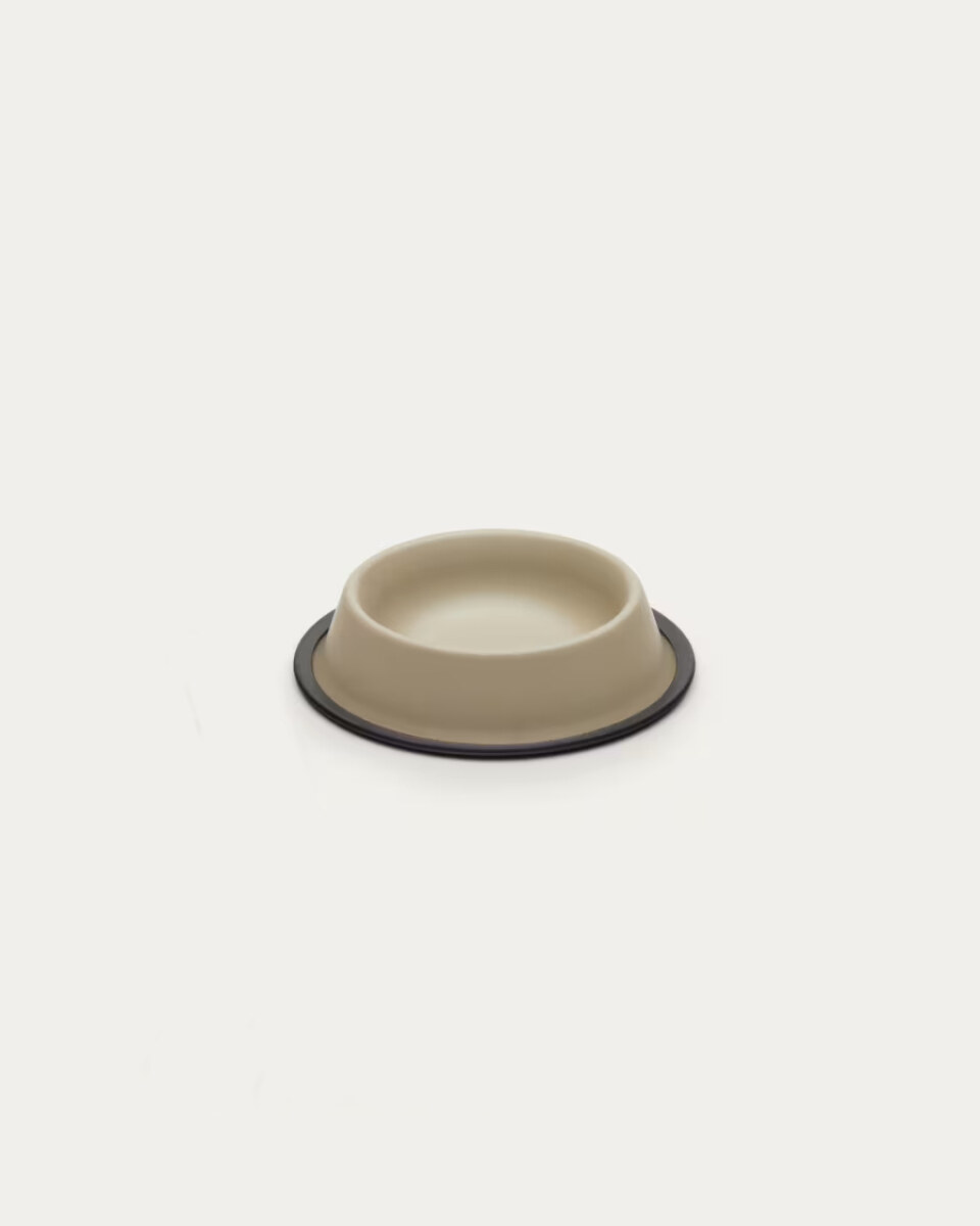Dalitso set of 2 large food and water bowls for pets- in beige anti-rust steel- Ø 25 cm