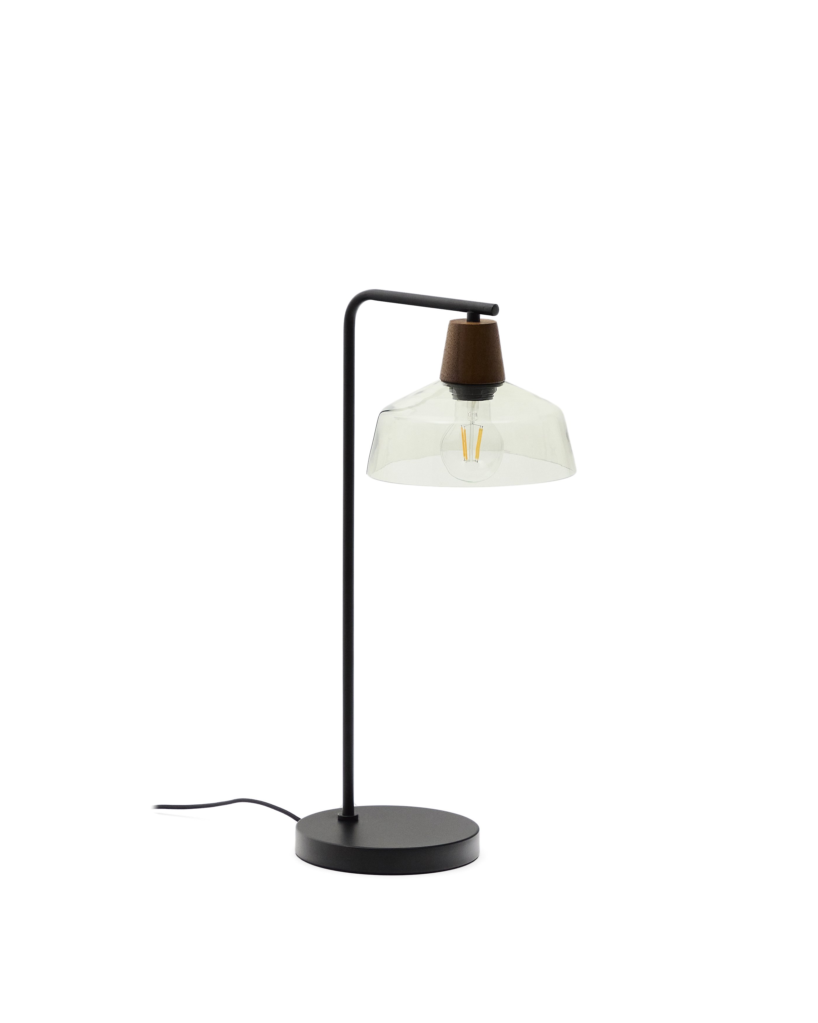Silex table lamp with a metal foot in green glass