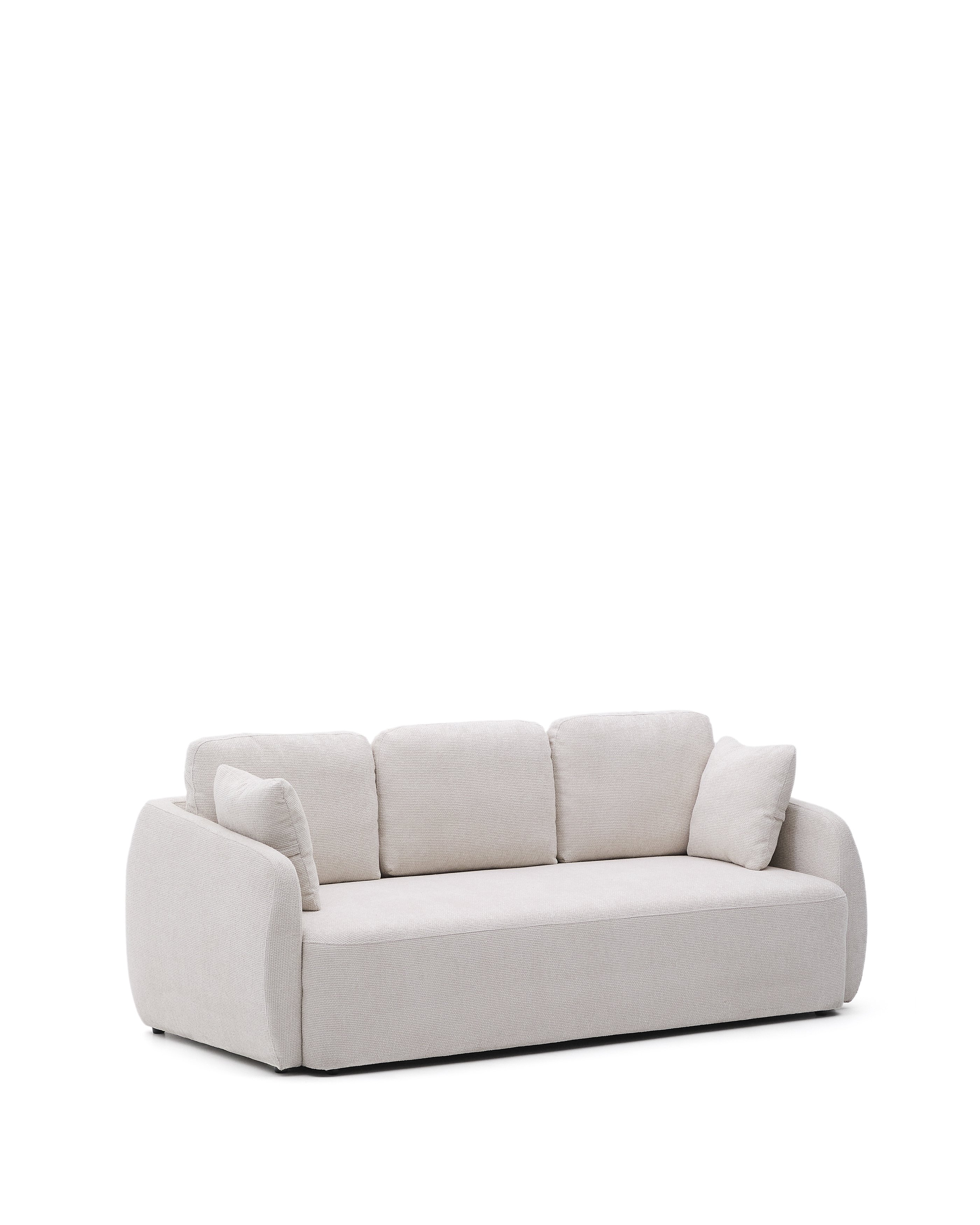 Laira 3-seater chenille sofa bed. ecru. 218 cm. FSC Mix Credit