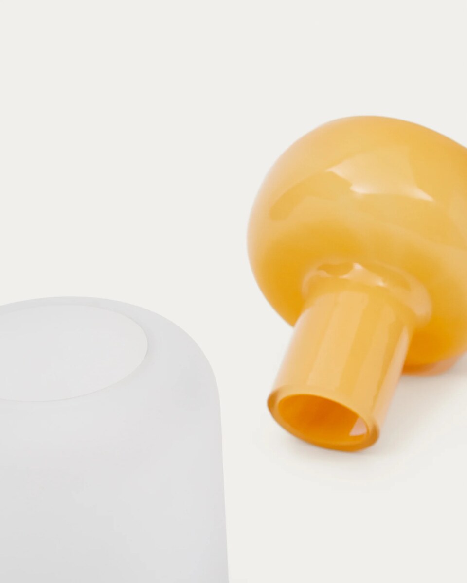 Kelse transparent and orange glass vase. 30.5 cm