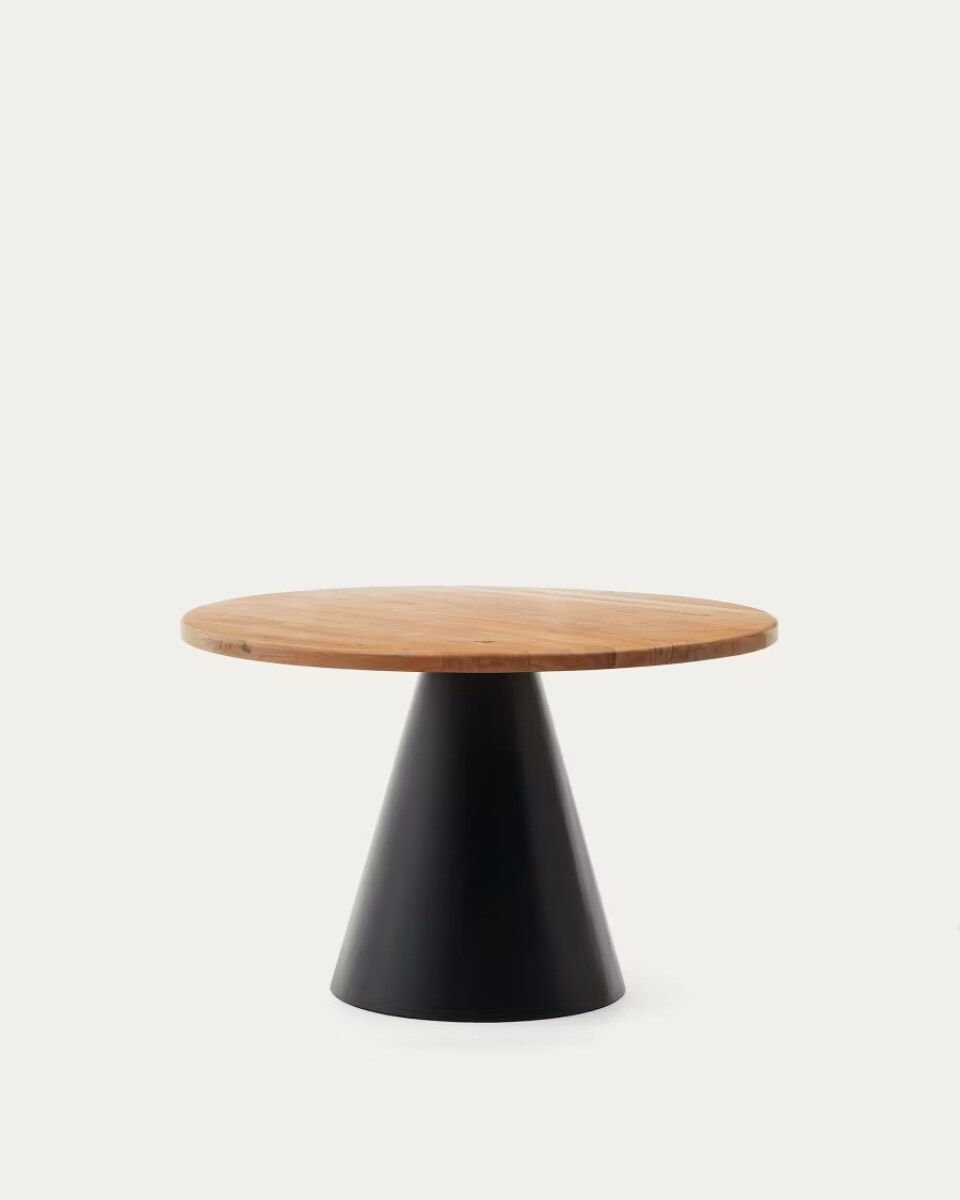 Wilshire round table in acacia solid wood and steel legs with black finish 120 cm
