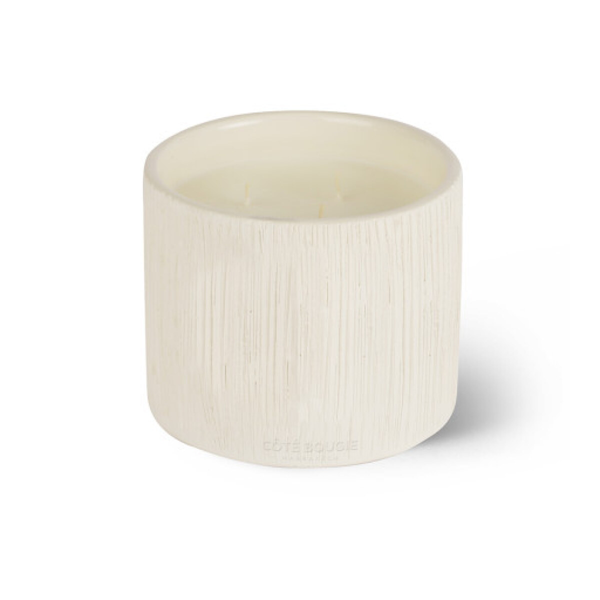 BOUGIE CERAMIQUE STRIEE WHITE M FLEUR D'ORANGER