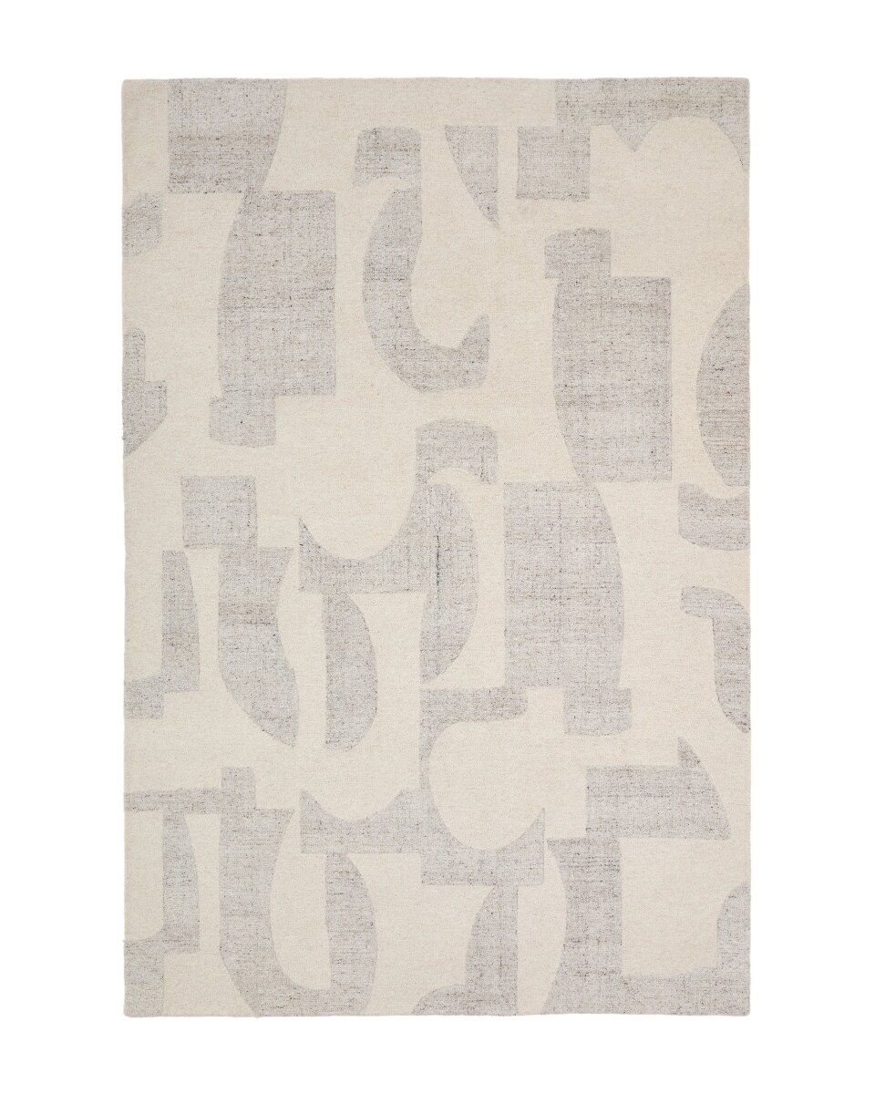NorelaÂ©wool rug in greyÂ©jacquard pattern 300 x 200 cm