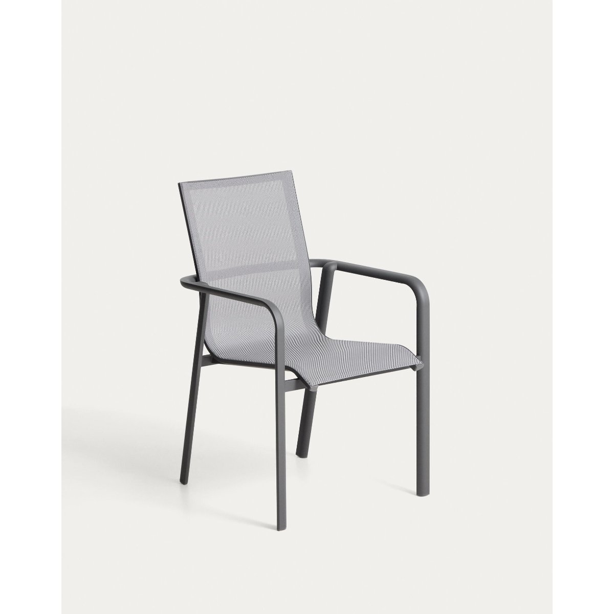 Canea stackable outdoor chair in grey texteline and graphite aluminium
