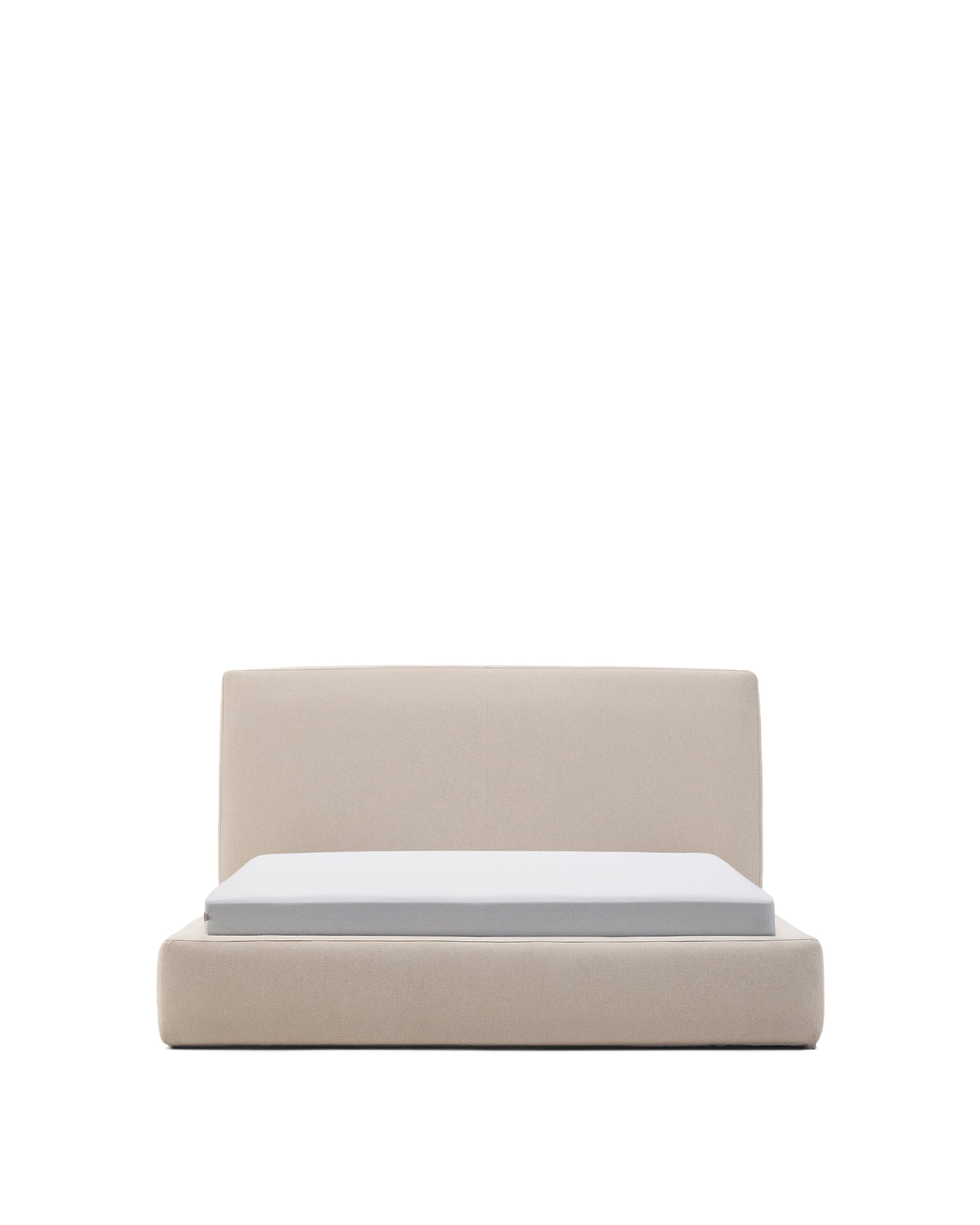 Beige Blok bed with removable covers for 160 x 200 cm mattress FSC Mix Credit