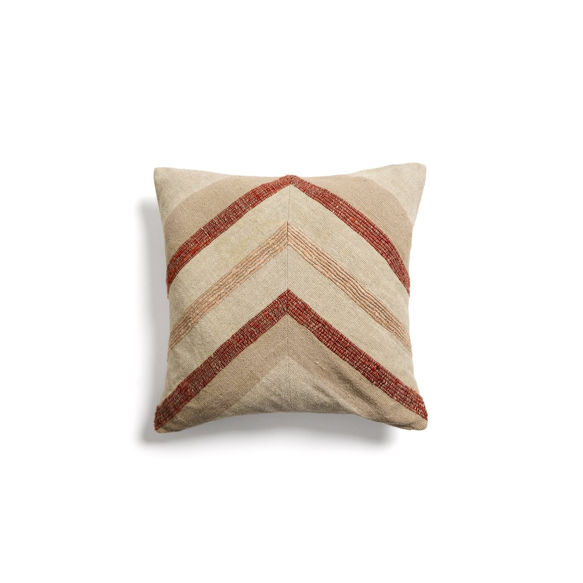 Taraia terracotta and beige cotton and viscose cushion cover 45 x 45cm