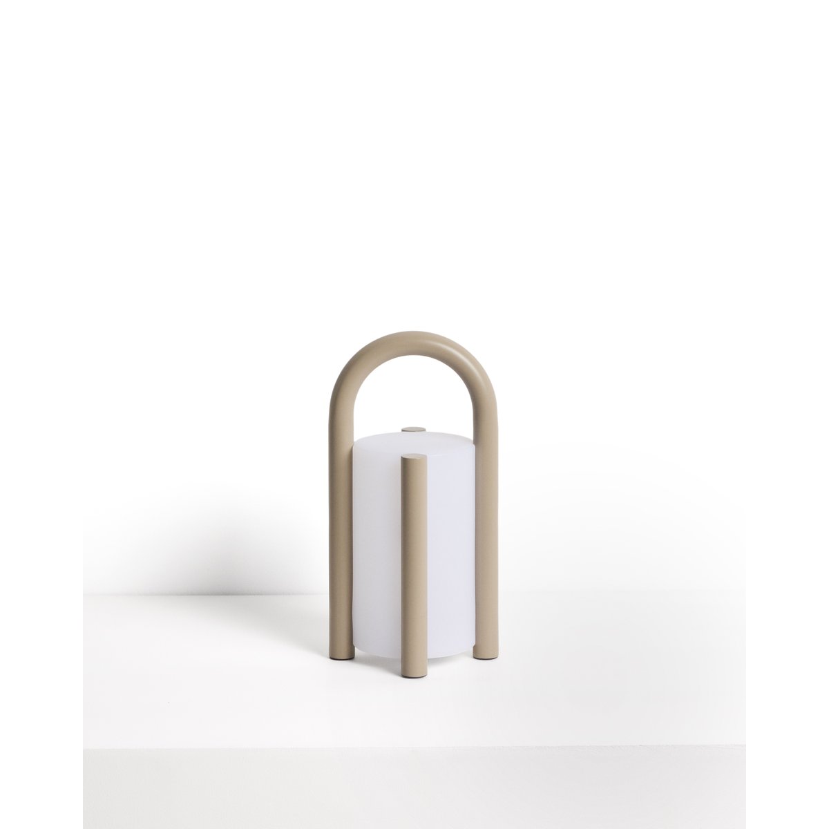 Leros small portable table lamp in taupe polyethylene and steel