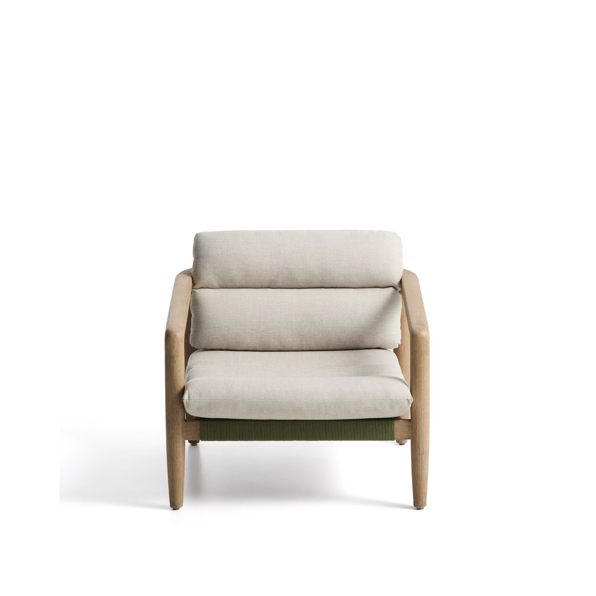 Menfi armchair in solid acacia wood and green rope cord FSC 100%