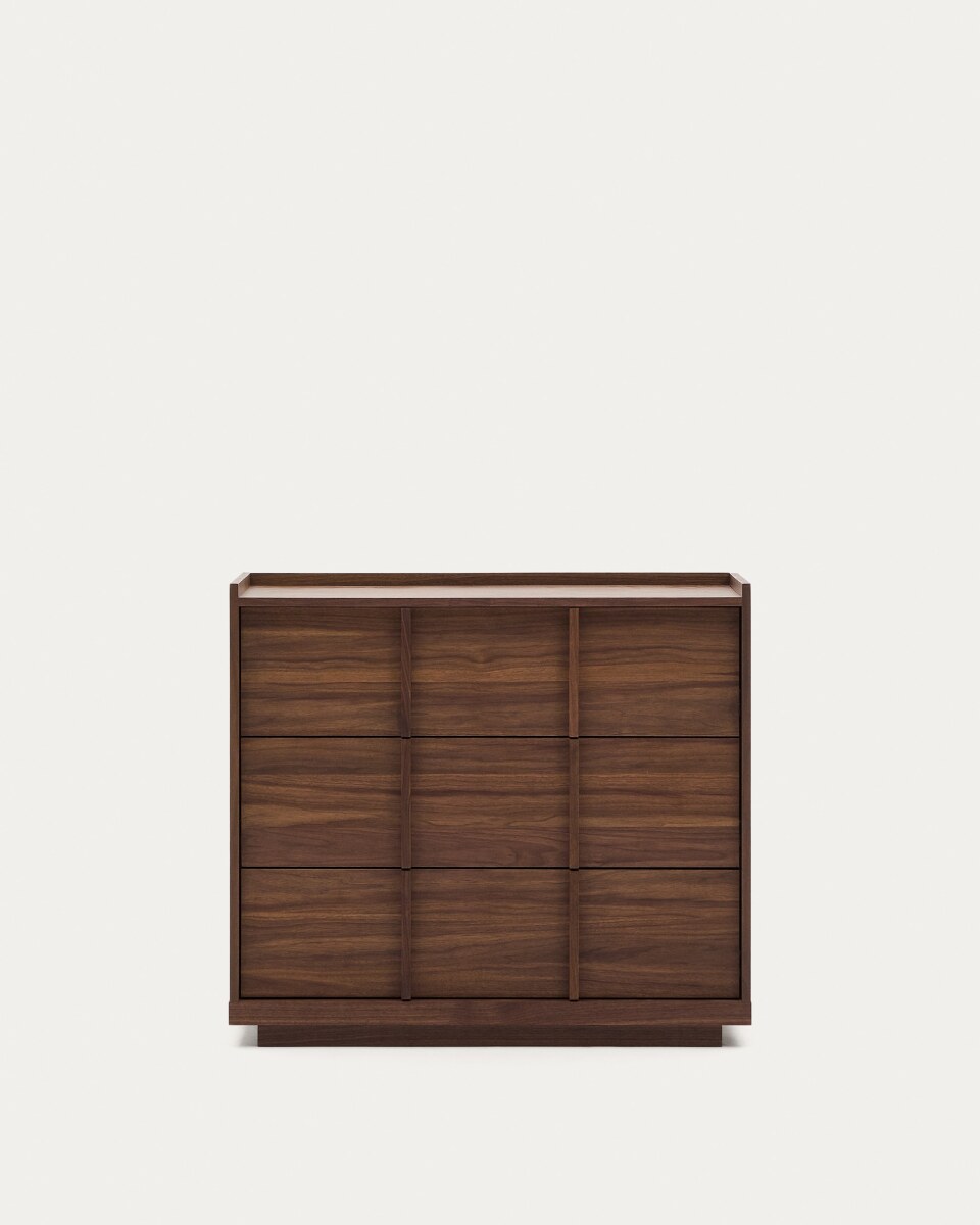Onix chest of drawers with 3 drawers. walnut veneer. dark finish. 100x78cm FSC Mix Credit