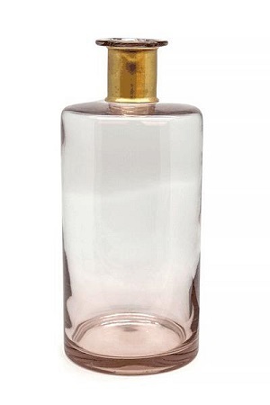 V2-G226-PI vase bottle glass with brass ring