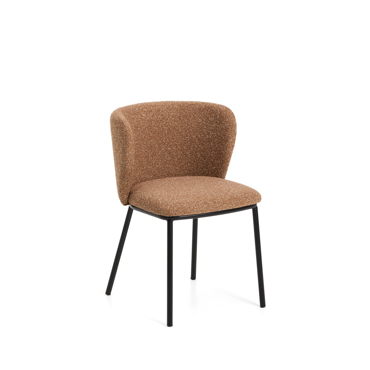 Ciselia terracotta thick chenille chair with black finish steel legs FSC Mix Credit