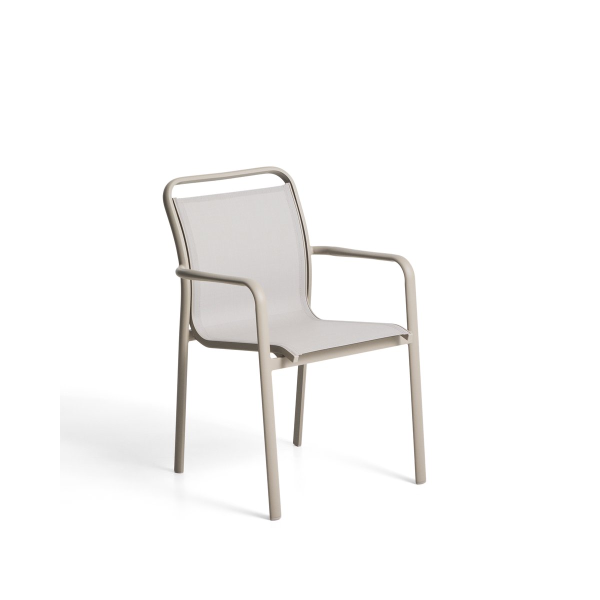 Luri stackable outdoor chair in taupe aluminium and beige texteline