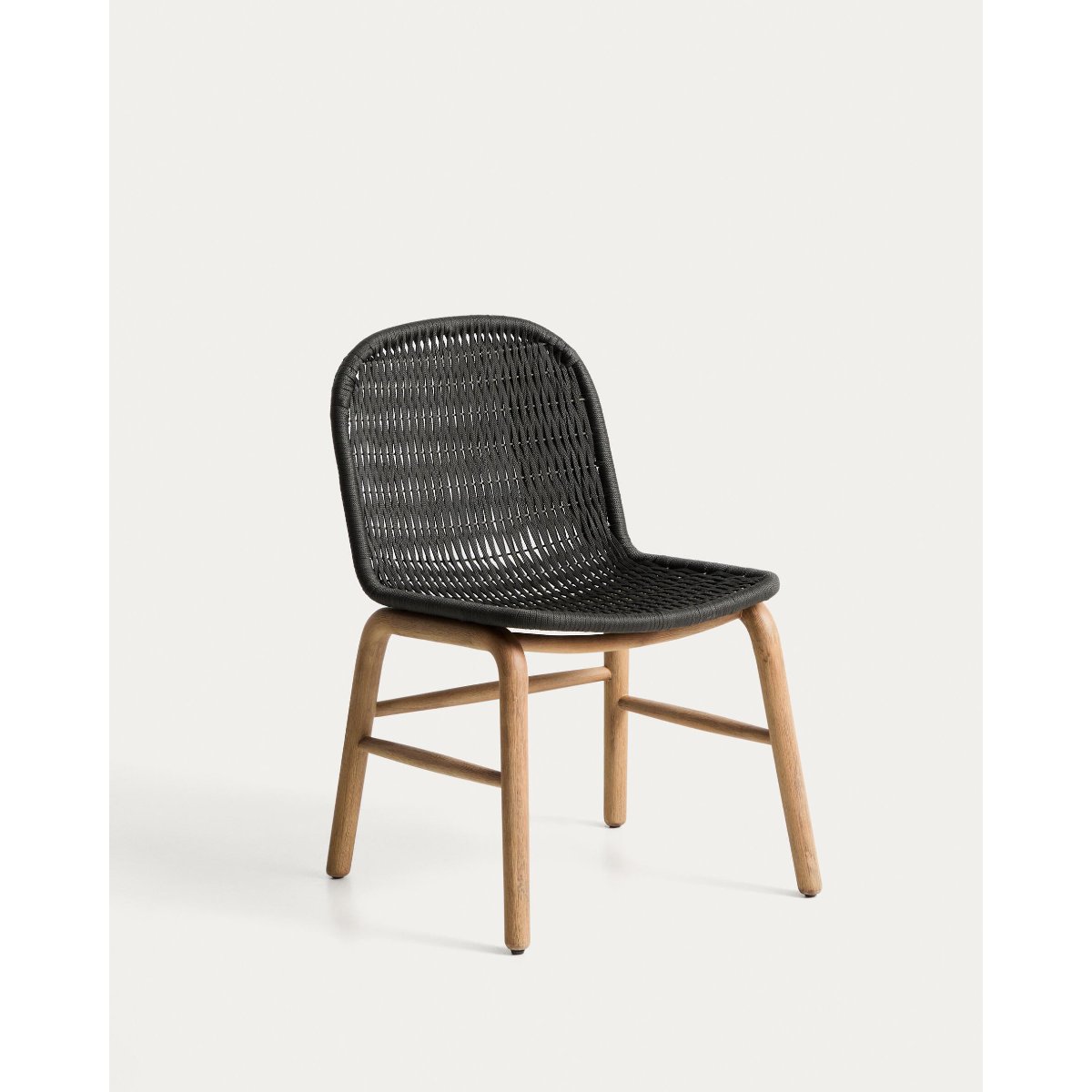 Alipa chair in FSC 100% solid acacia wood and dark grey rope cord