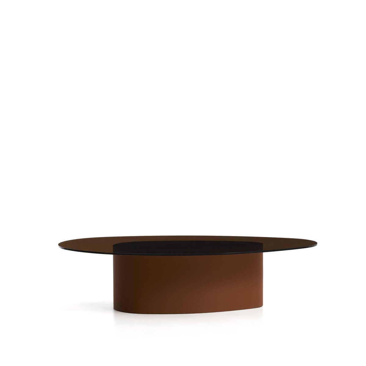 Olir coffee table in tempered glass and brown steel 140 x 80 cm