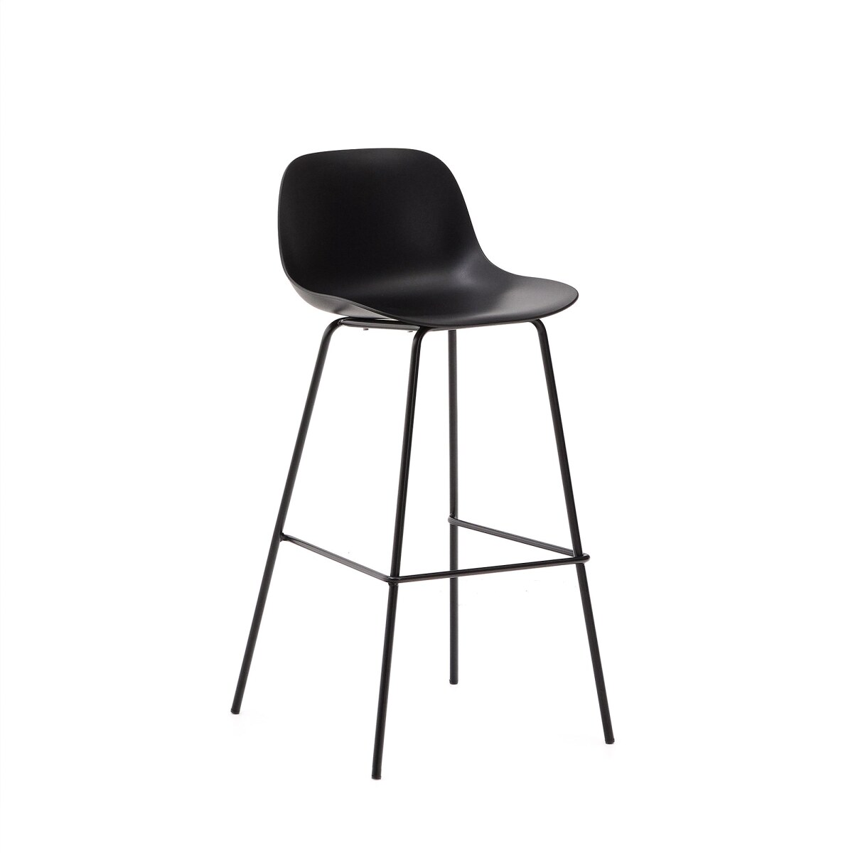 Altea black stool with black-finished steel legs 75 cm