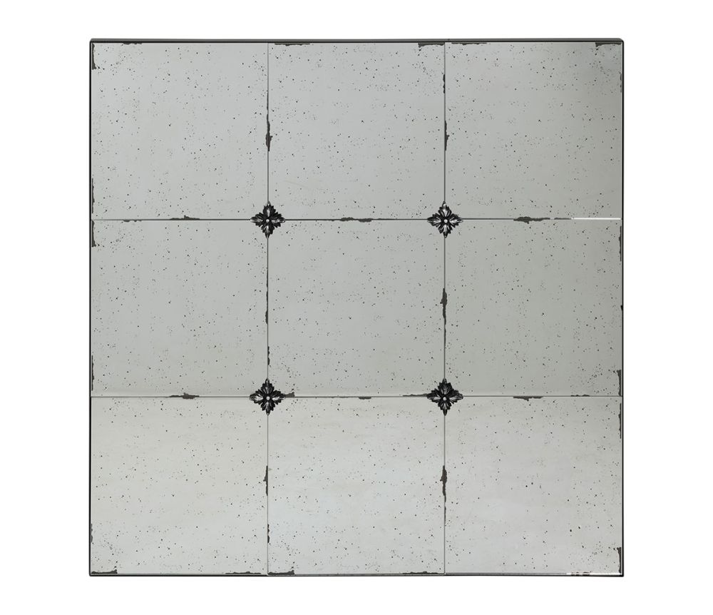 MIROIR CARRE ANTIQUE NOIR 91CM