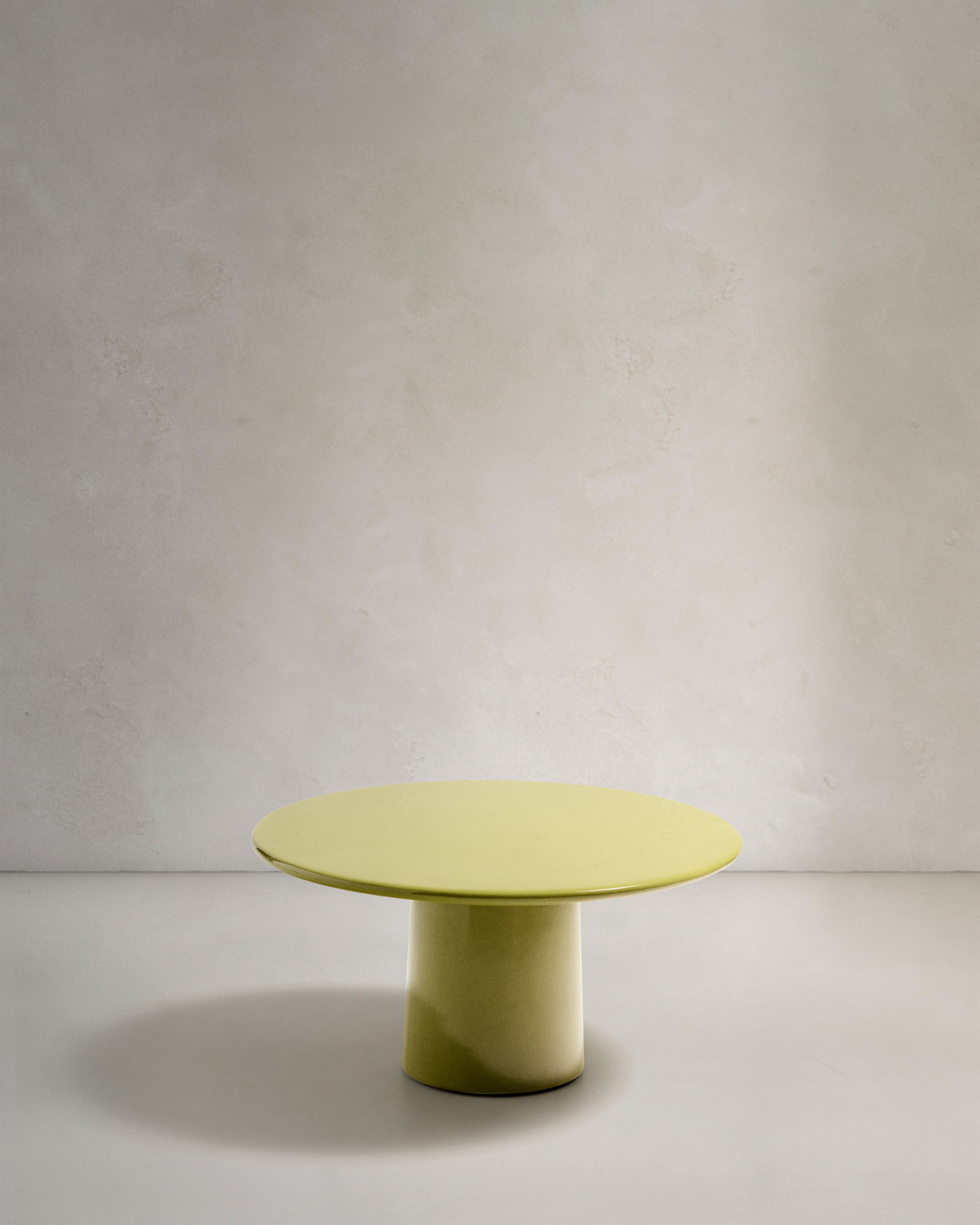 Albanella coffee table in cement with glossy green finish 85cm