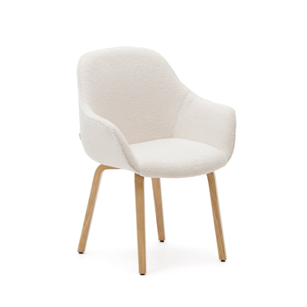 Aleli chair with white terry and ash wood legs with natural finish.