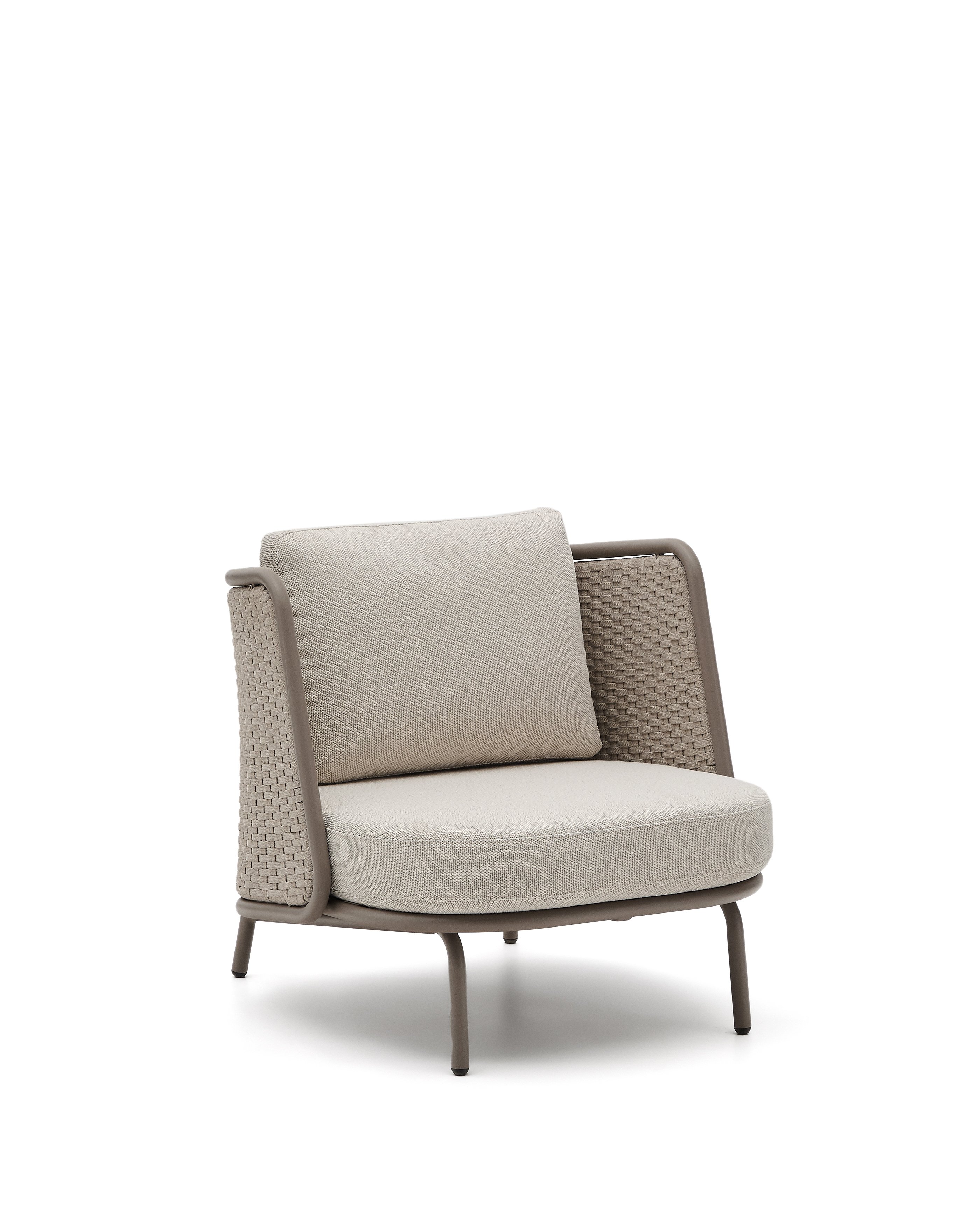 Sedalis outdoor armchair in aluminium and taupe rope cord