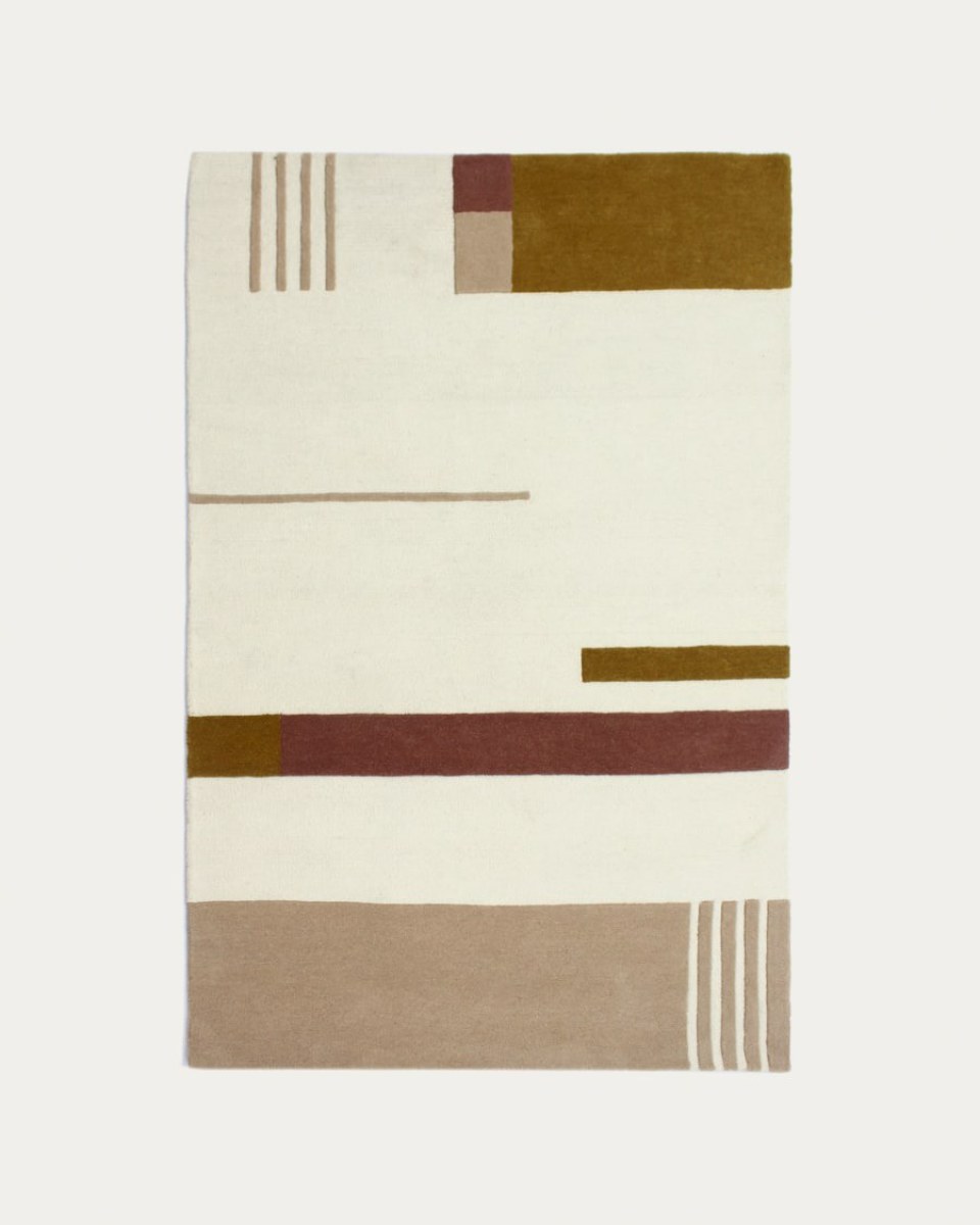 Cambrils 100% wool rug in beige and brown- 160 x 230 cm