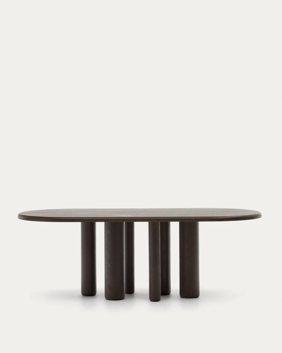 Mailen oval table in ash wood veneer with dark finish 220 x 105 cm