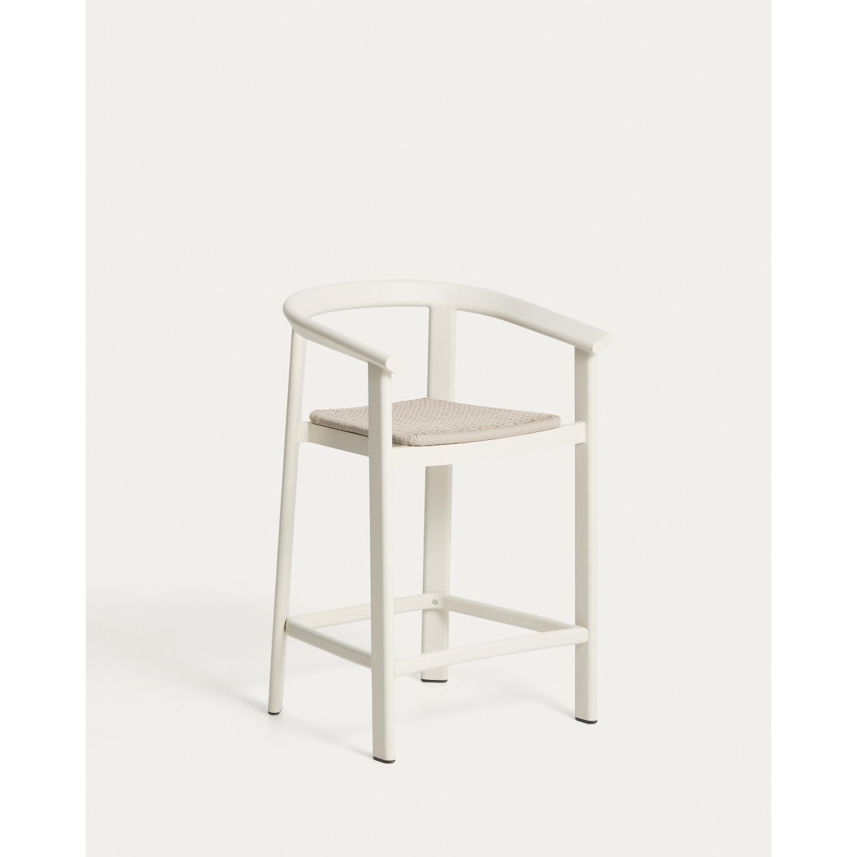Erice stool in aluminium and ecru rope cord 65cm