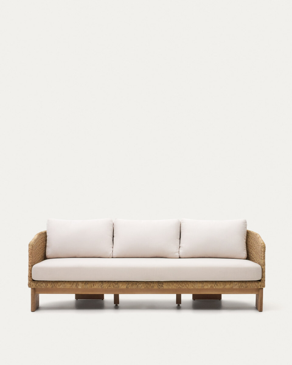 Xoriguer 3-seater sofa in synthetic rattan and solid eucalyptus wood. 223 cm FSC 100%