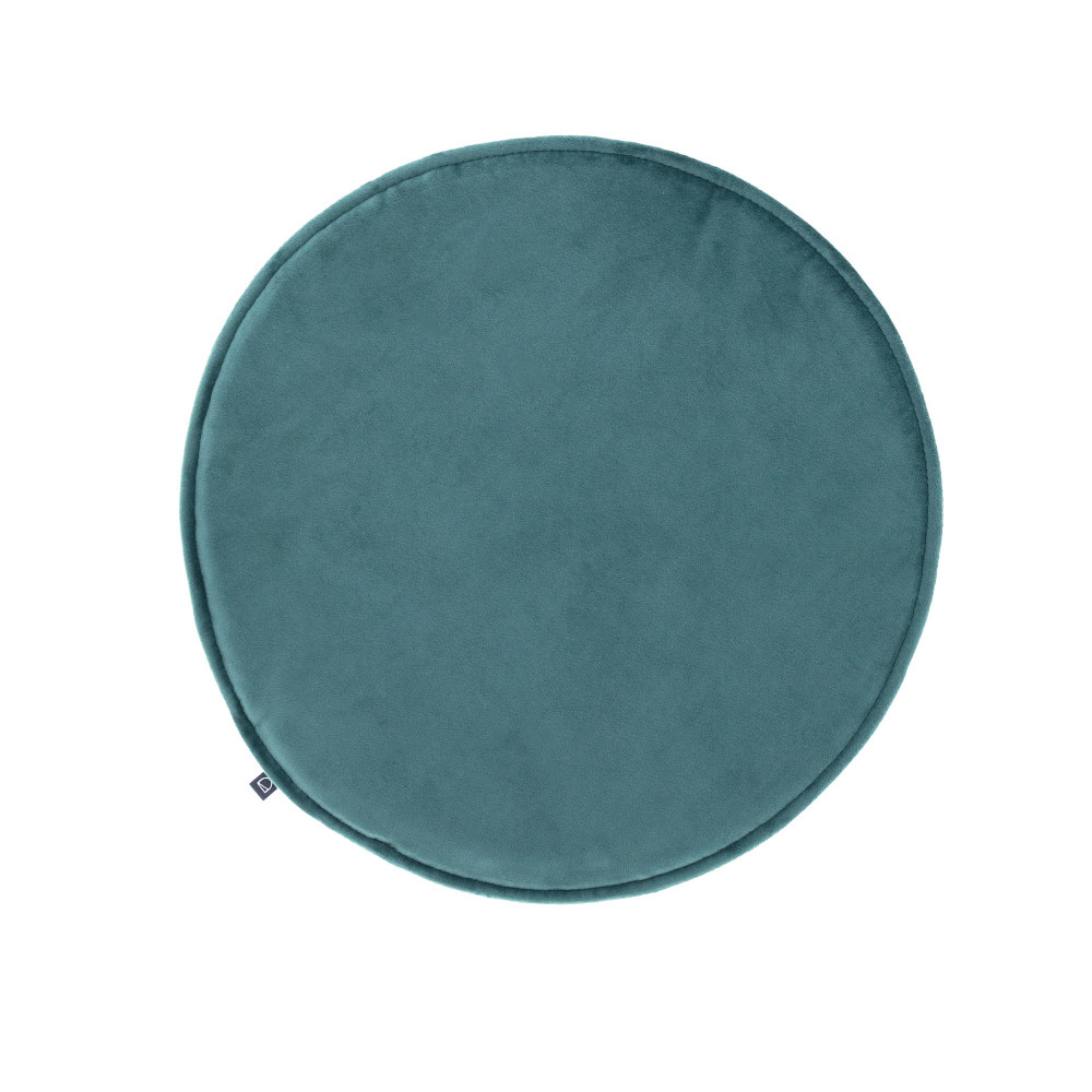 Rimca round velvet chair cushion in turquoise. 35 cm
