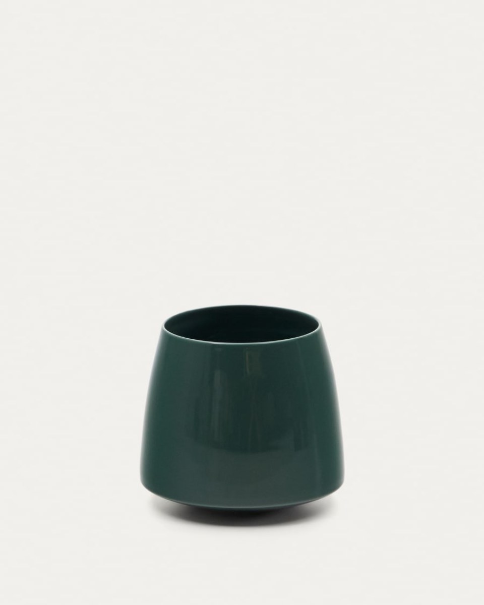 Sibla green ceramic vase- 16 cm