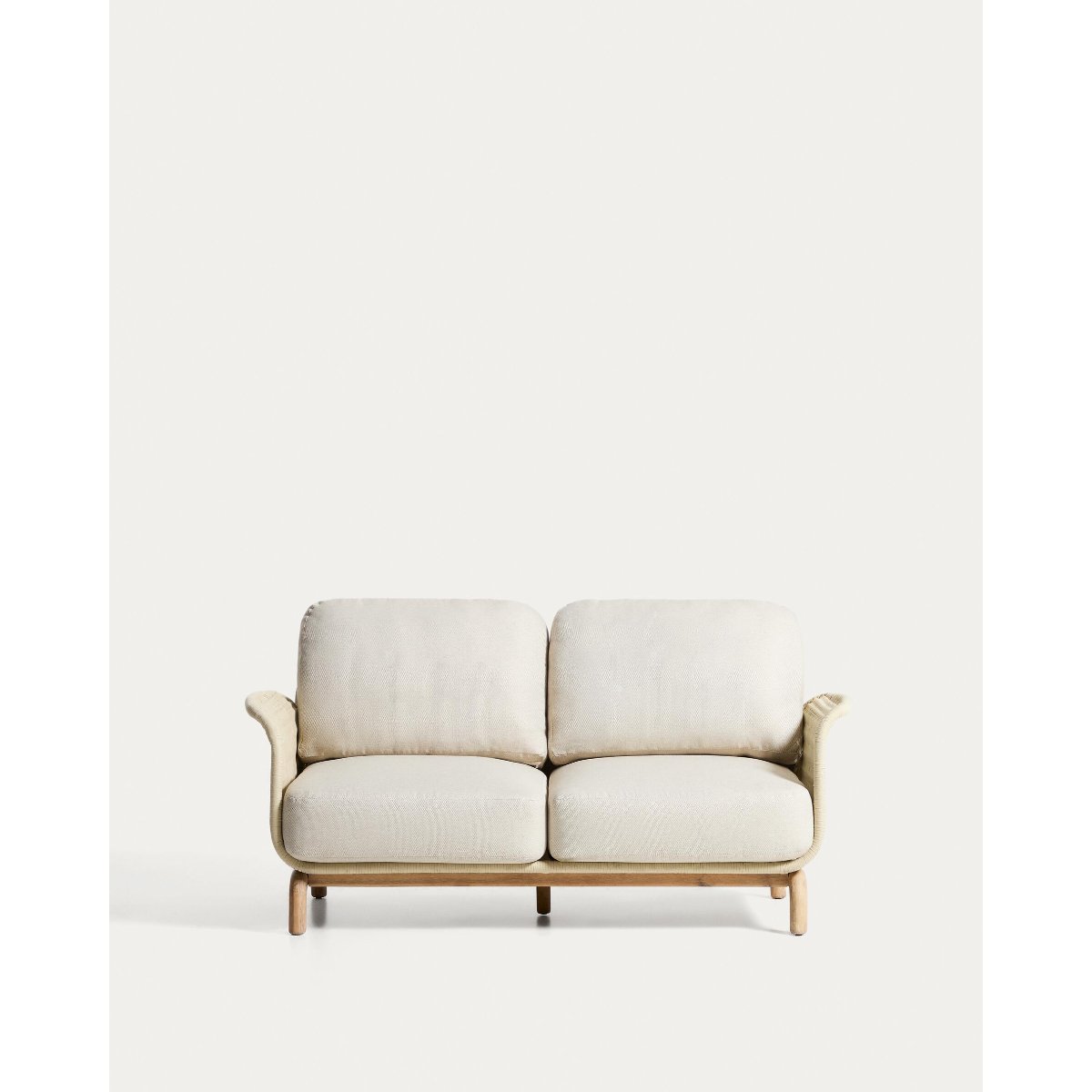 Alipa 2-seater sofa in solid acacia wood and ecru rope cord 165 cm FSC 100%